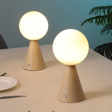Macie 11.75" Modern Minimalist Globe Rechargeable/Cordless Dimmable Integrated LED Table Lamp with Touch Sensor